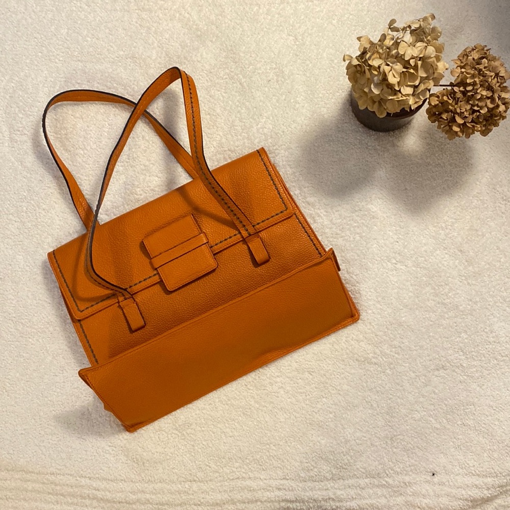 Plinio Visona Orange Leather Handbag